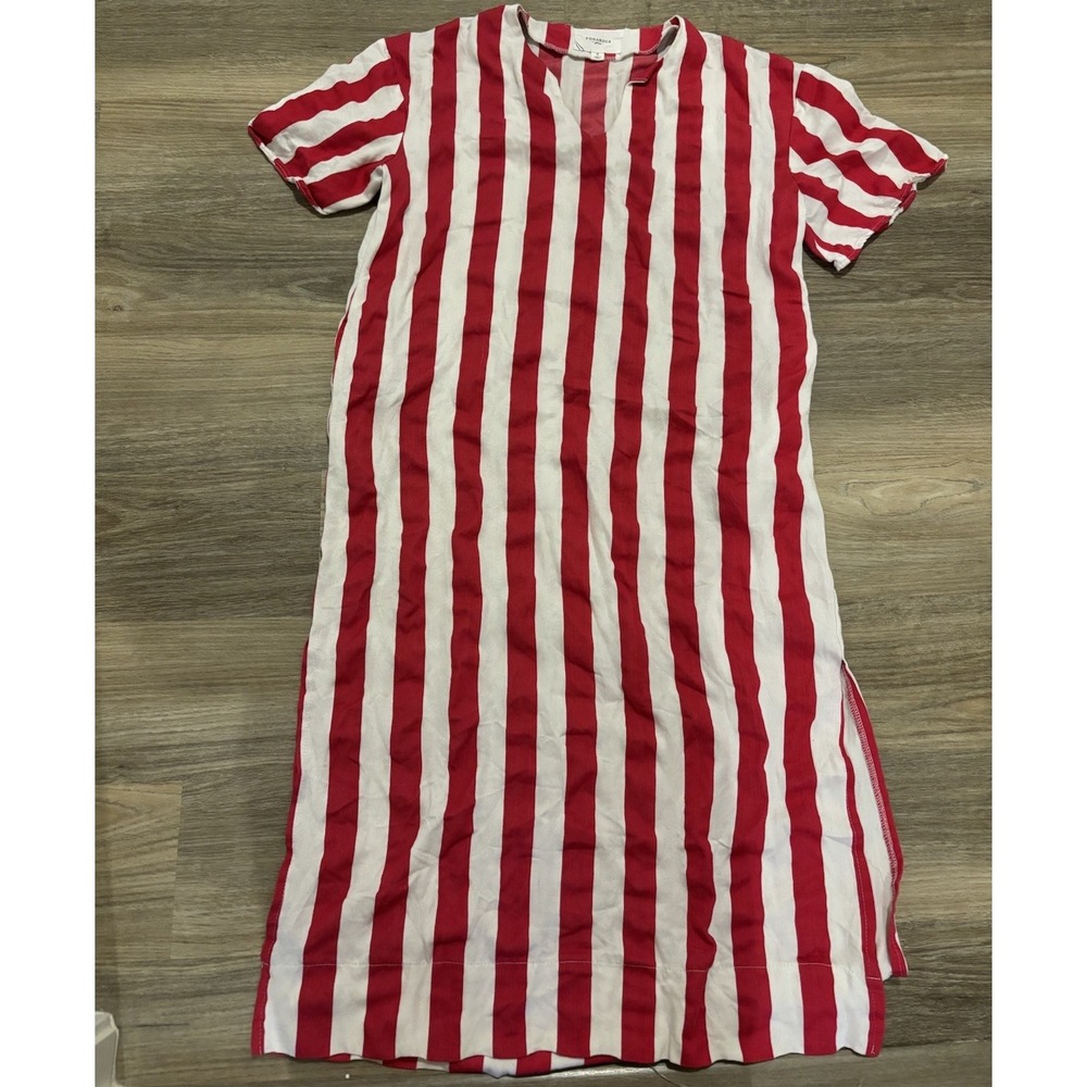 Pomander Place red white striped midi dress women's Small Long